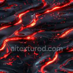 seamless Seamless 3D PBR Texture of Glossy Black Surface with Red Lava Glow texture 8k free download PBR