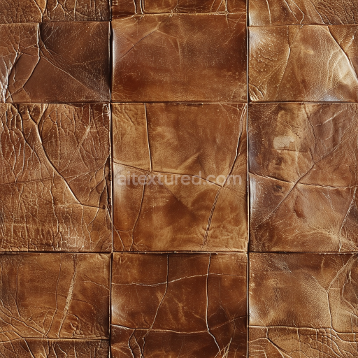 Seamless 3D PBR Distressed Brown Leather Texture with Aged Cracks and Patina