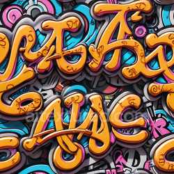 seamless Seamless 3D PBR Texture of Vibrant Orange 3D Graffiti Letters on Multicolor Background texture 8k free download PBR