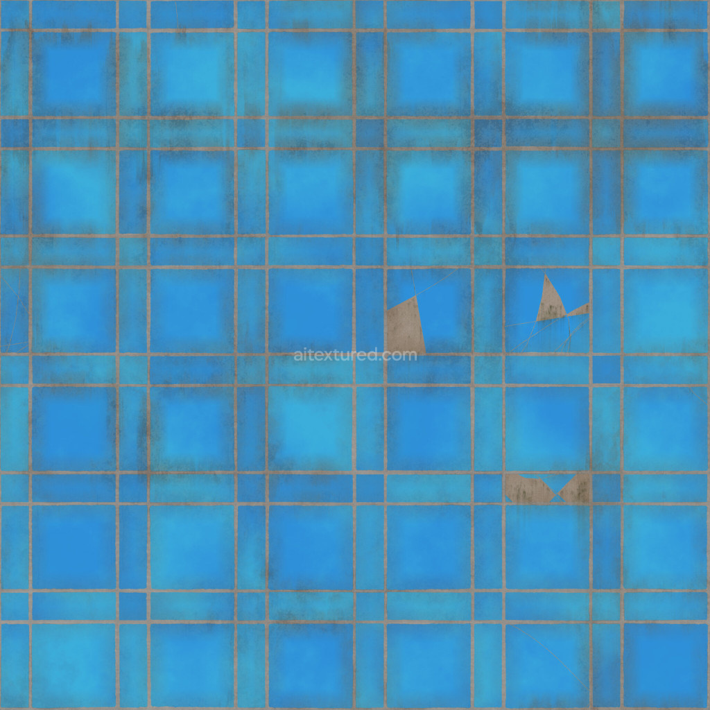 Seamless blue tile PBR texture with detailed surface