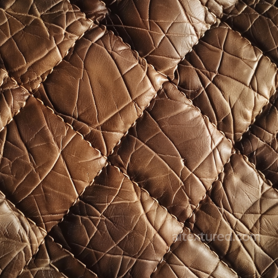 Quilted Brown Leather PBR Texture with Wrinkled Surface and Distinct Stitching Leather texture preview