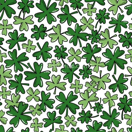 Seamless 3D PBR Texture with Hand-Drawn Green Shamrock Pattern