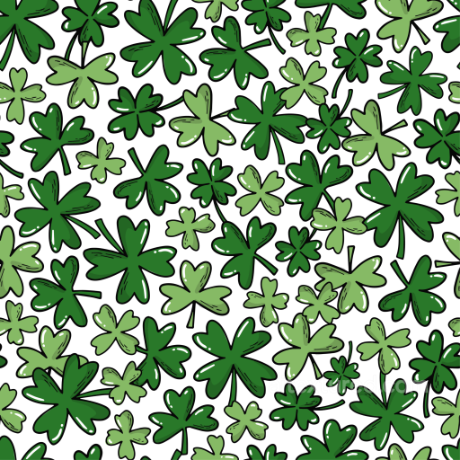 with Hand-Drawn Green Shamrock Pattern seamless St patrick PBR texture
