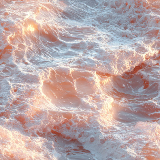 Water PBR Texture Featuring Foamy Ocean Waves with Warm Light Reflectance Water texture preview