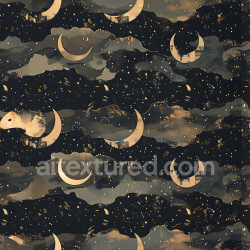 seamless Seamless 3D Stylized Celestial Camouflage PBR Texture with Crescent Moon Motifs and Cloud-Like Shapes texture 8k free download PBR