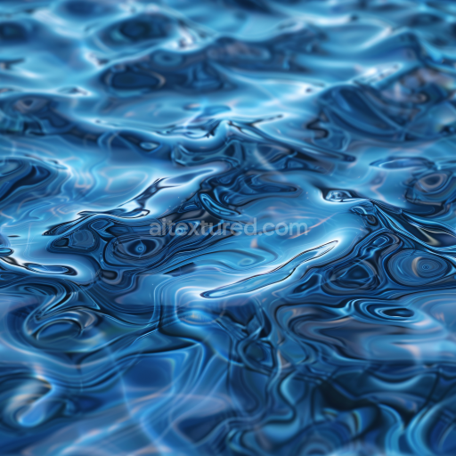 Seamless 3D Water PBR Texture with Vibrant Stylized Liquid Waves and Glossy Surface