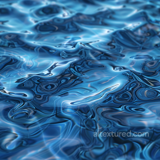 Water PBR Texture with Vibrant Stylized Liquid Waves and Glossy Surface seamless Water PBR texture