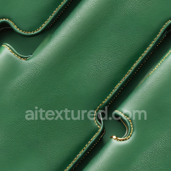 seamless Seamless 3D Green Leather PBR Texture Featuring Fine Grain and Gold Stitching texture 8k free download PBR
