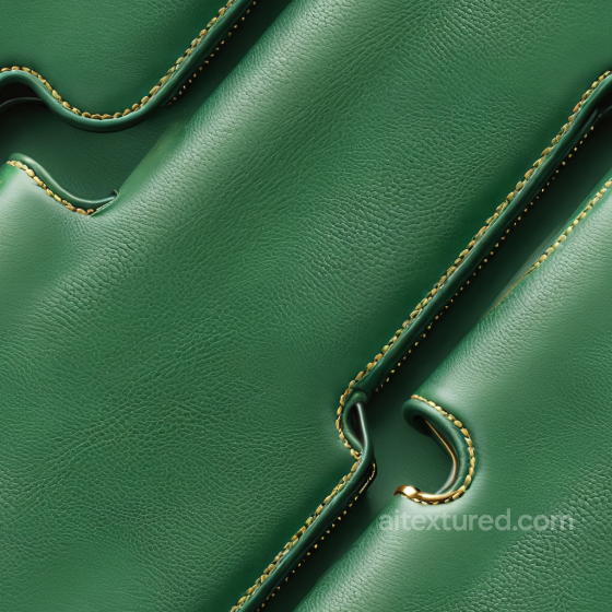 Green Leather PBR Texture Featuring Fine Grain and Gold Stitching Leather texture preview