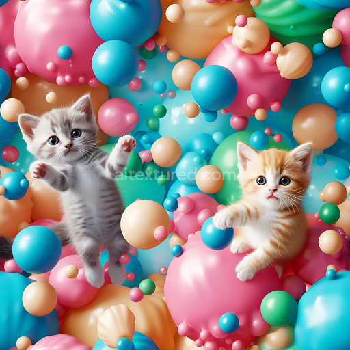 Seamless 3D Inflated Bubble PBR Texture with Vibrant Multicolor Glossy Spheres