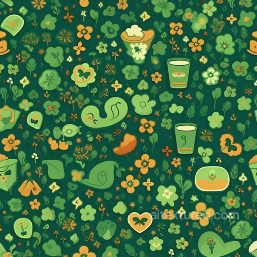 St Patrick Fabric Texture with Celtic Floral and Symbolic Motifs seamless St patrick PBR texture