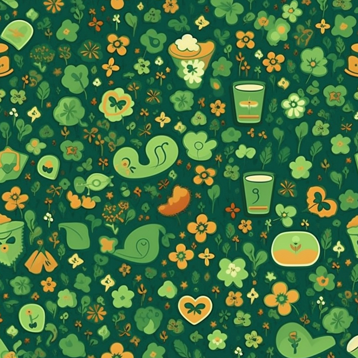 St Patrick Fabric with Celtic Floral and Symbolic Motifs seamless PBR texture preview