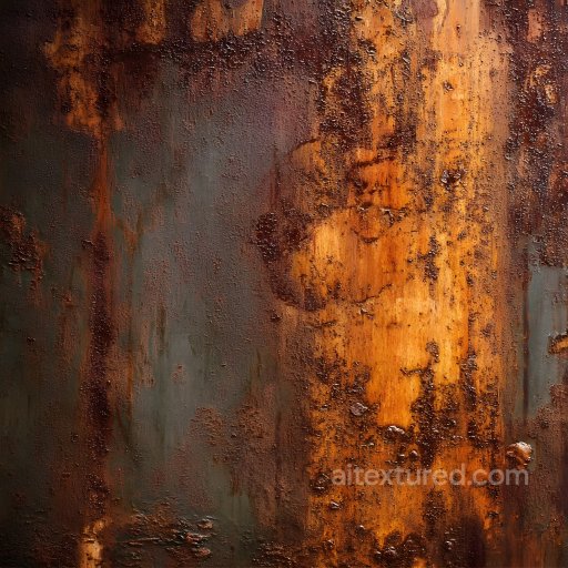 Rusty Metal PBR Texture Featuring Crack Patterns and Corrosion Detailing seamless Rust PBR texture