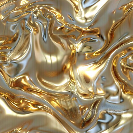 Seamless 3D PBR Texture Featuring Fluid Glossy Gold and Silver Swirls texture preview
