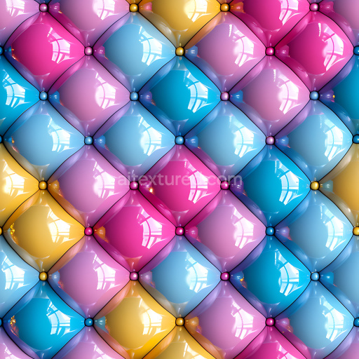 Seamless 3D Inflated Vinyl Puffy Panels PBR Texture in Multicolor Glossy Finish