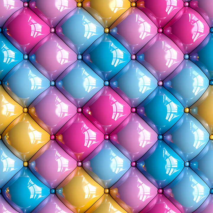 Inflated Vinyl Puffy Panels in Multicolor Glossy Finish seamless PBR texture preview
