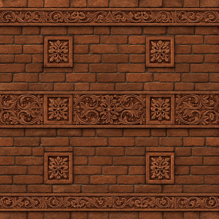 Ornate Old Brick seamless PBR texture preview
