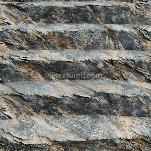Seamless 3D Weathered Layered Stone Cliff Rock PBR Texture with Reactive Surface Details