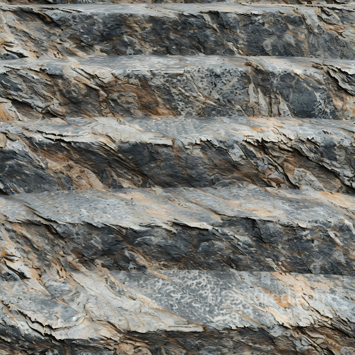 Weathered Layered Stone Cliff Rock PBR Texture with Reactive Surface Details seamless Stone PBR texture
