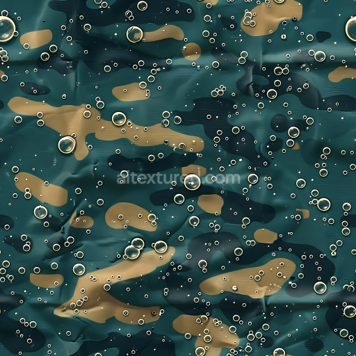 Seamless 3D Aquatic Camouflage PBR Texture with Bubble and Water Effects