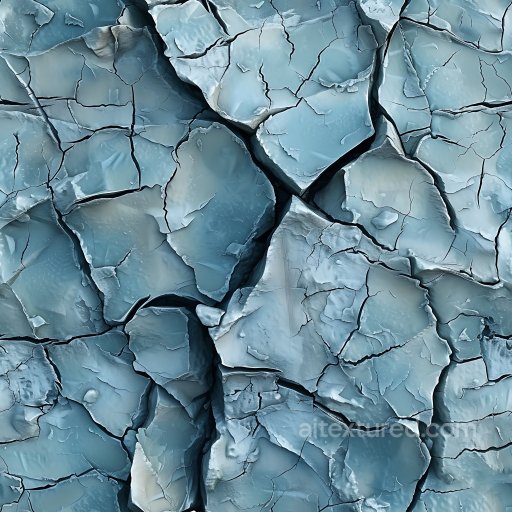 Cracked Blue Plaster PBR Texture with Layered Fractures and Peeling Surface seamless Cracked & Holes PBR texture