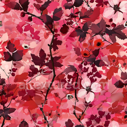 seamless Seamless 3D floral camouflage PBR texture with red and pink foliage and delicate flowers texture 8k free download PBR