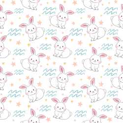 Pattern Bundle - Seamless 3D Pattern PBR Texture Featuring Cute Hand-drawn White Bunnies with Pastel Stars… texture preview