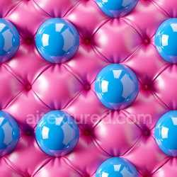 seamless Seamless 3D Inflated Vinyl PBR Texture Featuring Pink Quilted Padding and Glossy Blue Puffy Buttons texture 8k free download PBR