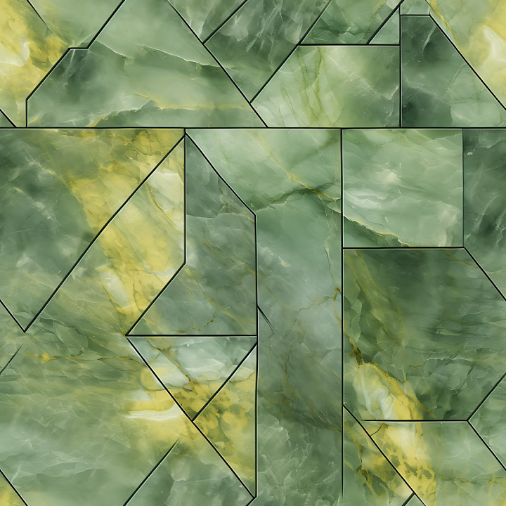 Green and Yellow Marble Tiles with Polished Stone Pattern seamless PBR texture preview