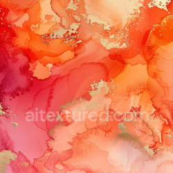 seamless Seamless 3D Alcohol Ink PBR Texture Featuring Vibrant Red-Orange Fluid Swirls with Gold Accents texture 8k free download PBR