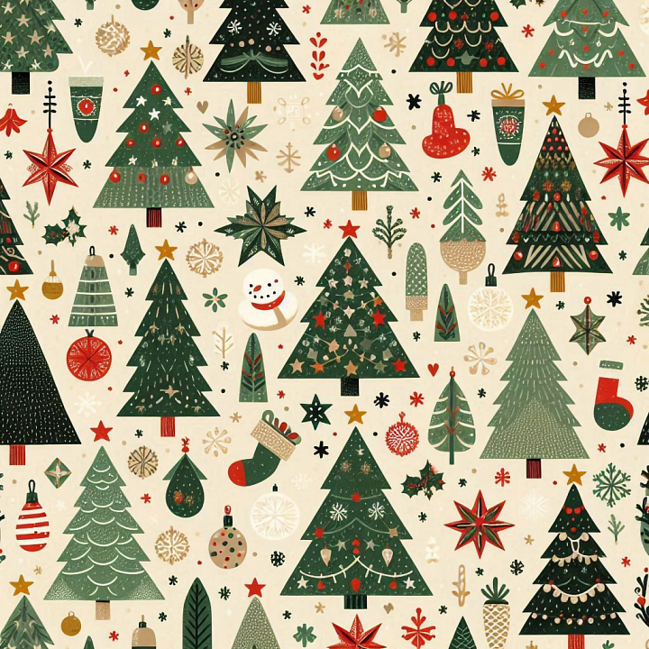 All Christmas Digital paper of Whimsical Christmas Tree Digital Paper P… seamless PBR texture preview
