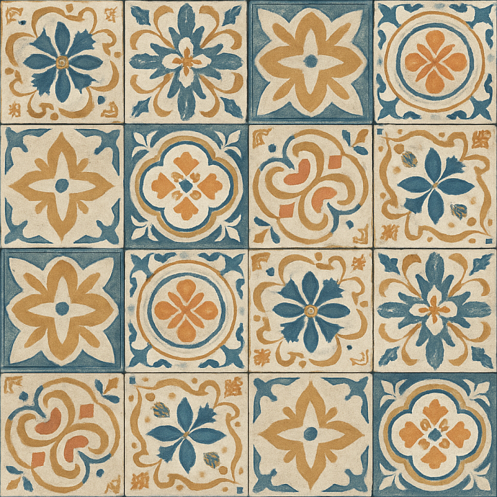 Patterned Ceramic Tiles seamless PBR texture preview