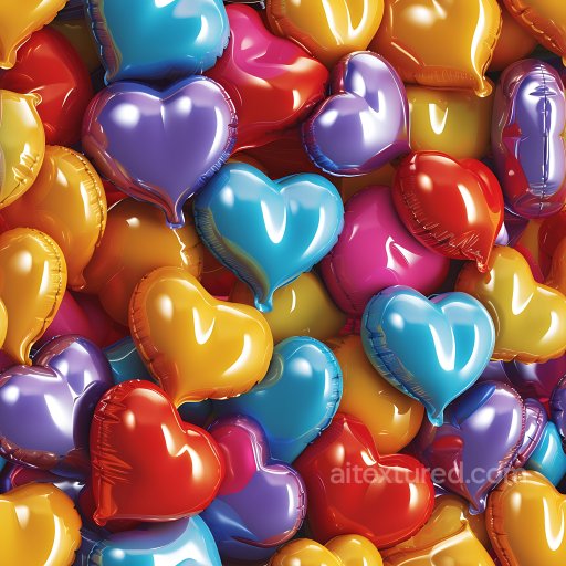 Inflated PBR Texture of Colorful Heart-Shaped Vinyl Balloons seamless Inflated PBR texture