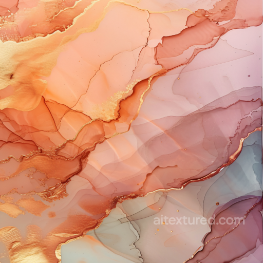 Alcohol Ink PBR Texture Featuring Peach Tones and Metallic Gold Veins seamless Alcohol ink PBR texture