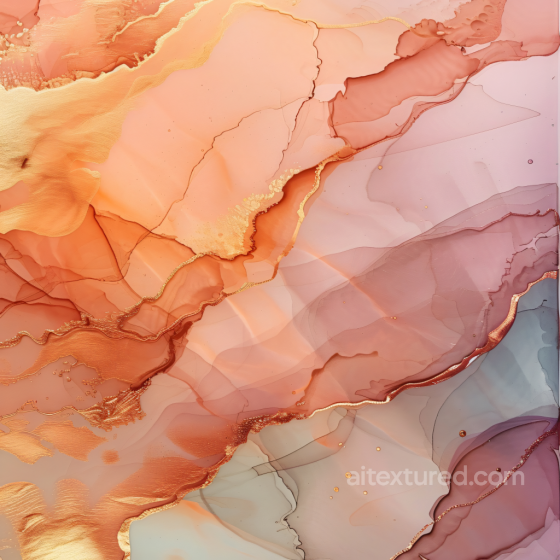 Alcohol Ink PBR Texture Featuring Peach Tones and Metallic Gold Veins Alcohol ink texture preview
