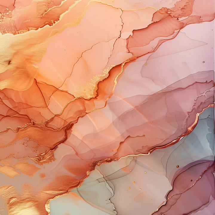 Alcohol Ink Featuring Peach Tones and Metallic Gold Veins seamless PBR texture preview