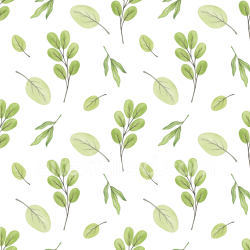 seamless Seamless 3D PBR Texture of Soft Watercolor Greenery Leaf Motifs texture 8k free download PBR