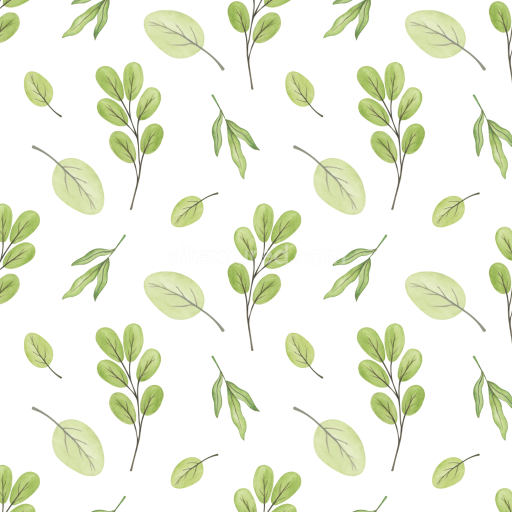 Seamless 3D PBR Texture of Soft Watercolor Greenery Leaf Motifs