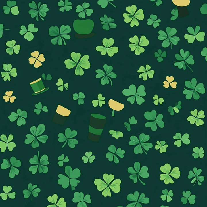 Of Green Shamrock Fabric With St Patrick Motifs seamless PBR texture preview