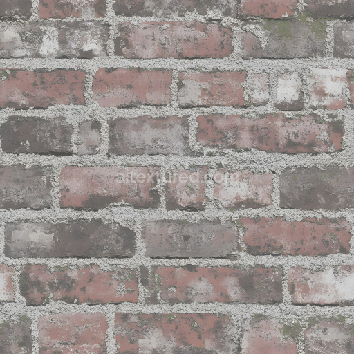Seamless 3D PBR Texture of Weathered Cracked Brick Wall with Rough Grout