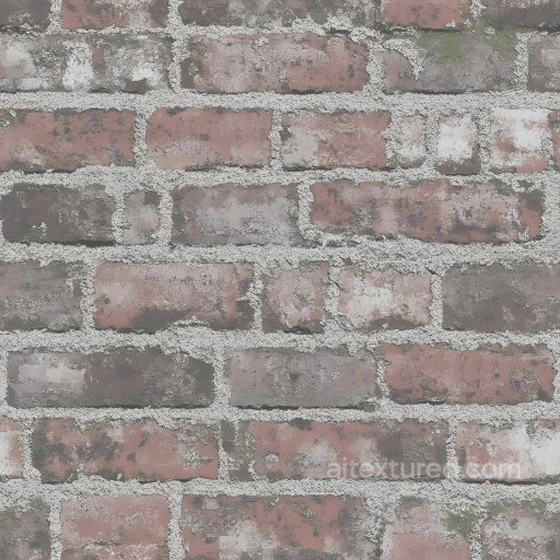Weathered Cracked Brick Wall Seamless Texture with Rough Grout seamless Brick PBR texture