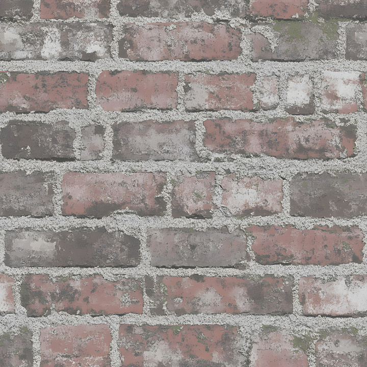 Weathered Cracked Brick Wall with Rough Grout seamless PBR texture preview