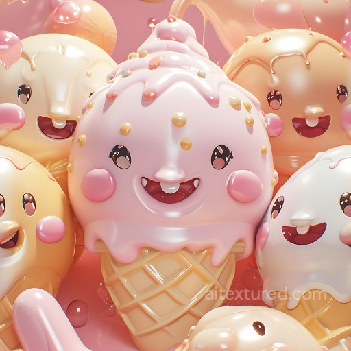 Inflated PBR Texture of Glossy Candy-Coated Puffy Surface seamless Inflated PBR texture