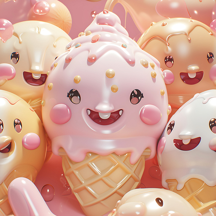 Inflated of Glossy Candy-Coated Puffy Surface seamless PBR texture preview