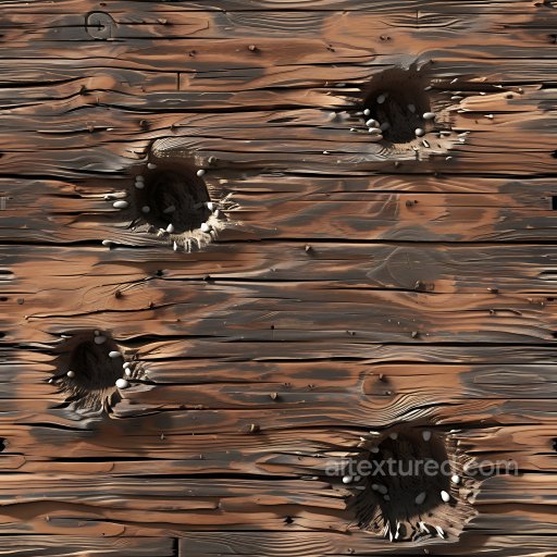 Cracked Wood Texture Featuring Deep Holes and Weathered Grain seamless Cracked & Holes PBR texture