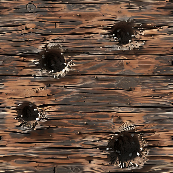 Cracked Wood Featuring Deep Holes and Weathered Grain seamless PBR texture preview