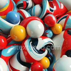 seamless Seamless 3D Inflated Glossy Vinyl Balls PBR Texture in Bright Retro Colors texture 8k free download PBR