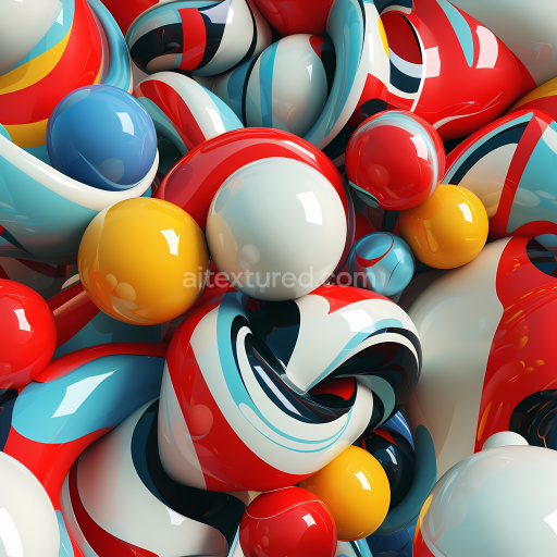 Seamless 3D Inflated Glossy Vinyl Bubbles PBR Texture in Red, Blue, White & Yellow