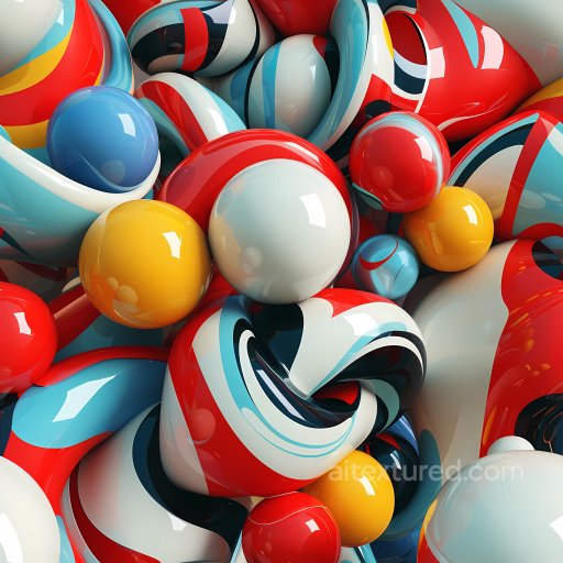 Inflated Glossy Vinyl Bubbles PBR Texture in Red, Blue, White & Yellow seamless Inflated PBR texture