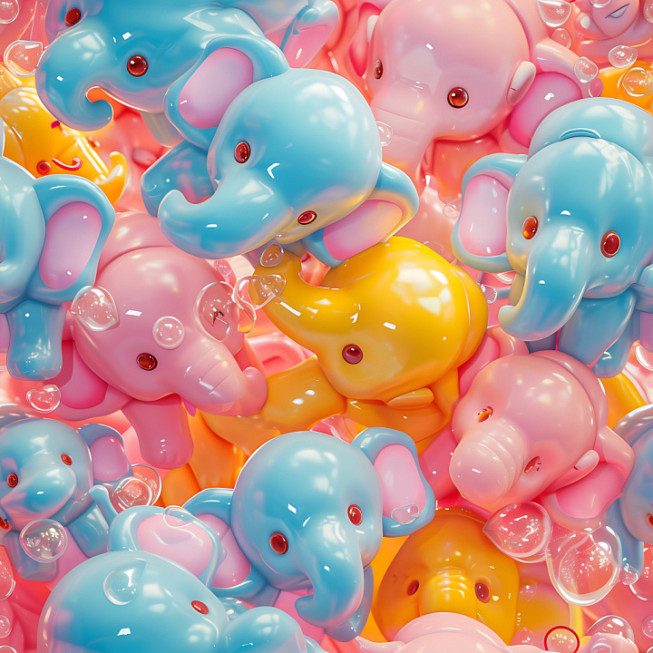 Inflated Toy Elephant Surface in Pastel Colors seamless PBR texture preview